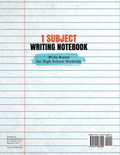 1 Subject Writing Notebook Wide Ruled for High School Students