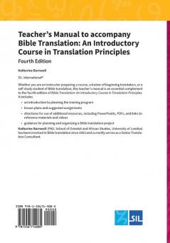 Teacher's Manual to accompany Bible Translation