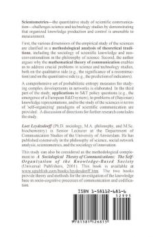 The Challenge of Scientometrics: The Development Measurement and Self-Organization of Scientific Communications