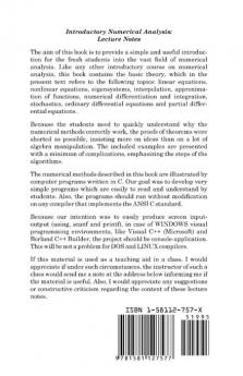 Introductory Numerical Analysis: Lecture Notes