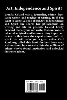 If You Want to Write: A Book about Art Independence and Spirit
