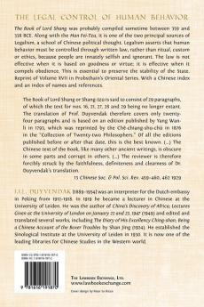 The Book of Lord Shang. a Classic of the Chinese School of Law.