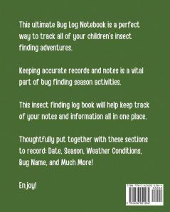 Nature Bug Log For Kids: Insects and Spiders Nature Study - Outdoor Science Notebook