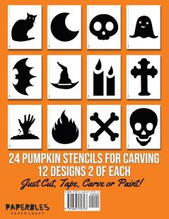 Pumpkin Carving Stencils: 24 Paper Stencils for Halloween Decorations