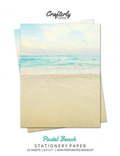 Pastel Beach Stationery Paper: Aesthetic Letter Writing Paper for Home Office Letterhead Design 25 Sheets