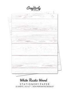 White Rustic Wood Stationery Paper: Cute Letter Writing Paper for Home Office Letterhead Design 25 Sheets