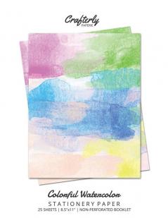 Colorful Watercolor Stationery Paper: Cute Letter Writing Paper for Home Office 25 Count Art Print