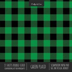 Green Plaid Scrapbook Paper Pad 8x8 Decorative Scrapbooking Kit for Cardmaking Gifts DIY Crafts Printmaking Papercrafts Check Pattern Designer Paper