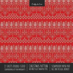 Christmas Pattern Scrapbook Paper Pad 8x8 Decorative Scrapbooking Kit for Cardmaking Gifts DIY Crafts Printmaking Papercrafts Red Knit Ugly Sweater Style