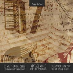 Vintage Music Scrapbook Paper Pad 8x8 Decorative Scrapbooking Kit for Cardmaking Gifts DIY Crafts Printmaking Papercrafts Notes Instruments Designer Paper
