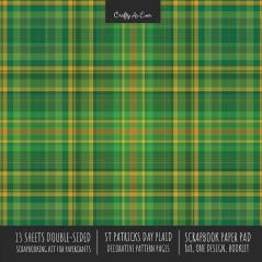 St. Patrick's Day Plaid Scrapbook Paper Pad 8x8 Scrapbooking Kit for Cardmaking Gifts DIY Crafts Printmaking Papercrafts Green Decorative Pattern Pages