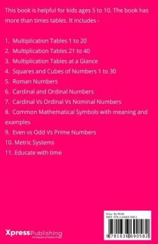 Multiplication Times Tables For Kids Tables 1 - 40 And Lot More To Learn