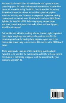 Mathematics Standard Cbse Class 10 Last 8 Years Boards Question Papers (Session 2021-22) : Maths Previous Year Papers Cbse Grade X Board Examination 2021-2022