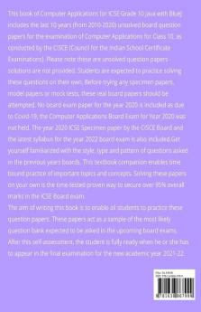 Icse Grade 10 Computer Applications Last 10 Years Question Papers For Java With Bluej (Session 2021-2022): Unsolved Question Papers Of Cisce Class X Board Exams 2010 - 2020