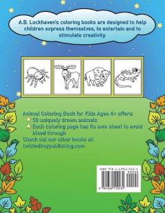 Animal Coloring Book for Kids Ages 4+: 50 Animals