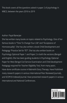 Previous Years Solved Papers-Psychology Paper 2: Wbcs Optional 2016-2019