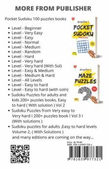 Pocket Sudoku Puzzles [ Easy Level ] : 100 Easy Level Sudoku Puzzles Game Book For Intelligent Kids And Beginners -Adults [ 9X9 ]