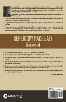 Repertory Made Easy Volume 3 : Homeopathic Repertory