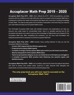 Accuplacer Math Prep 2019 - 2020: Step-By-Step Accuplacer Math Study Guide