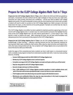 Prepare for the CLEP College Algebra Test in 7 Days: A Quick Study Guide with Two Full-Length CLEP College Algebra Practice Tests