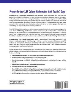 Prepare for the CLEP College Mathematics Test in 7 Days: A Quick Study Guide with Two Full-Length CLEP College Mathematics Practice Tests