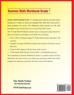 Summer Math Workbook Grade 7: Essential Learning Math Skills Plus Two Complete Math Practice Tests