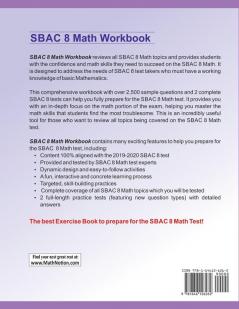 SBAC Math Workbook: 8th Grade Math Exercises Activities and Two Full-Length SBAC Math Practice Tests