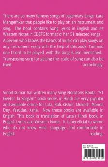 LATA Songs Western Notes: Lata Songs Lyrics in English and Western Notes of the Songs
