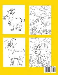 Goat Coloring Book for Kids plus Bonus Activity Pages: Cute Animal Coloring Book for Girls and Boys