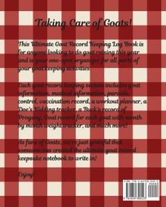 Goat Record Keeping Log Book: Farm Management Log Book - 4-H and FFA Projects - Beef Calving Book - Breeder Owner - Goat Index - Business Accountability - Raising Dairy Goats