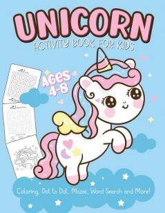 Unicorn Activity Book For Kids Ages 4-8: Easy Non Fiction Juvenile Activity Books Alphabet Books