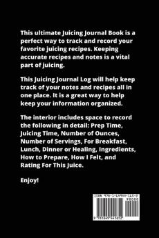 Juicing Journal: Blank Juice Recipe Log Book Write Your Favourite Smoothie Recipes Gift Cleanse Health Notebook