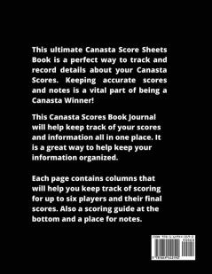 Canasta Score Sheets: Scorebook for Canasta Card Game Games Scores Pages 6 Players Record Scoring Sheet Log Book