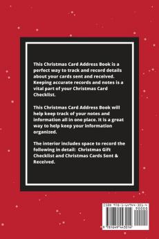 Christmas Card Address Book: Holiday Cards Sent And Received Keep Track & Record Addresses Gift List Tracker Organizer