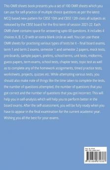 Term 1 Class 10 12: Set of 100 OMR Sheets with Extra Blank Circle (60 MCQs each) for Practice : CBSE New Format OMRs for Grade 10 12 Board Exams