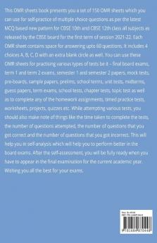 Term 1 Class 10 12: Set of 150 OMR Sheets with Extra Blank Circle (60 MCQs each) for Practice : CBSE New Format OMRs for Grade 10 12 Board Exams