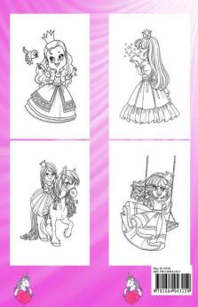 Princess Coloring Book For Girls: Adorable Coloring Pages With Cute Princess For Toddlers Preschoolers And Kindergarten Ages 4-8