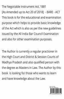 The Negotiable Instrument Act 1881 - Bare Act: Bare - Act