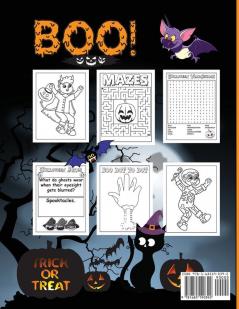 Halloween Black Kitties Activity and Coloring Book: A Spooky Halloween Workbook for Kids Ages 4-8 Coloring Pages Word Searches Mazes Dot-To-Dot Puzzles and More!