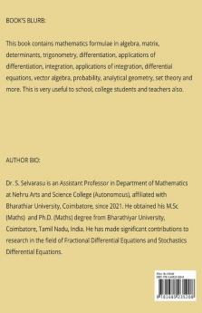 Mathematics Formulae - All In One: For School Students College Students And Teachers