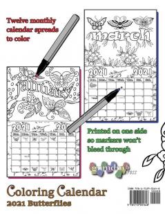 Coloring Calendar 2021 Butterflies