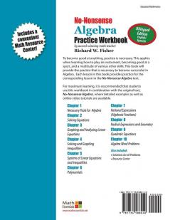 No-Nonsense Algebra Practice Workbook Bilingual Edition: English-Spanish