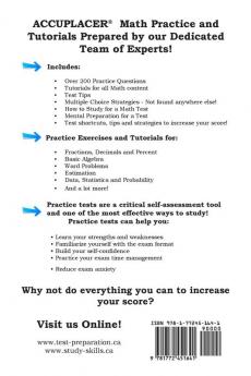 ACCUPLACER Mathematics Practice: Math Exercises Tutorials and Multiple Choice Strategies