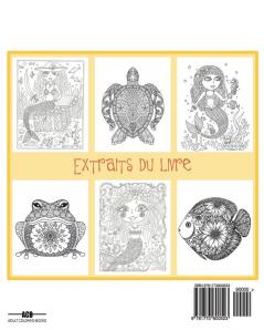 Creatures Marines et Sirenes: Livre de Coloriage pour Adultes avec des Sirènes Toutes Mignonnes et des Animaux Aquatiques (Poissons Dauphins Requins etc.) à Colorier