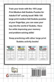 100 Large Print Medium 6x6 Sudoku Puzzles for Adults