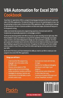 VBA Automation for Excel 2019 Cookbook