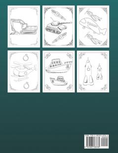 Vehicles Coloring Book for Kids Ages 4-8: Cars Trucks Diggers Dumpers Cranes Rockets Ships & Many More