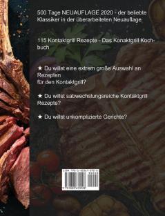 Kontaktgrill Rezepte - Das Konaktgrill Kochbuch: 500 Tage Schmackhafte und einfache Gerichte für Familie und Freunde inkl. Beilagen Desserts und Snacks