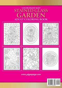 Color Frame Keep. Adult Coloring Book STAINED GLASS GARDEN