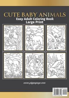 Large Print Easy Adult Coloring Book CUTE BABY ANIMALS